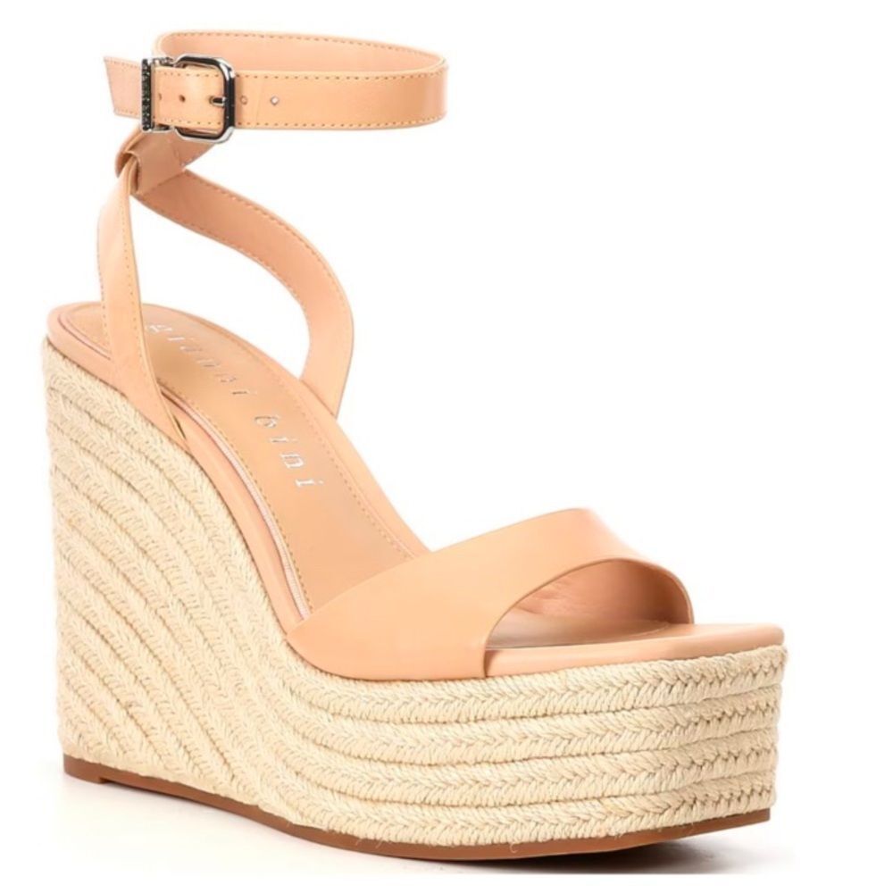 🌟 Gianni Bini SENNA Leather Jute Wedge Sandals